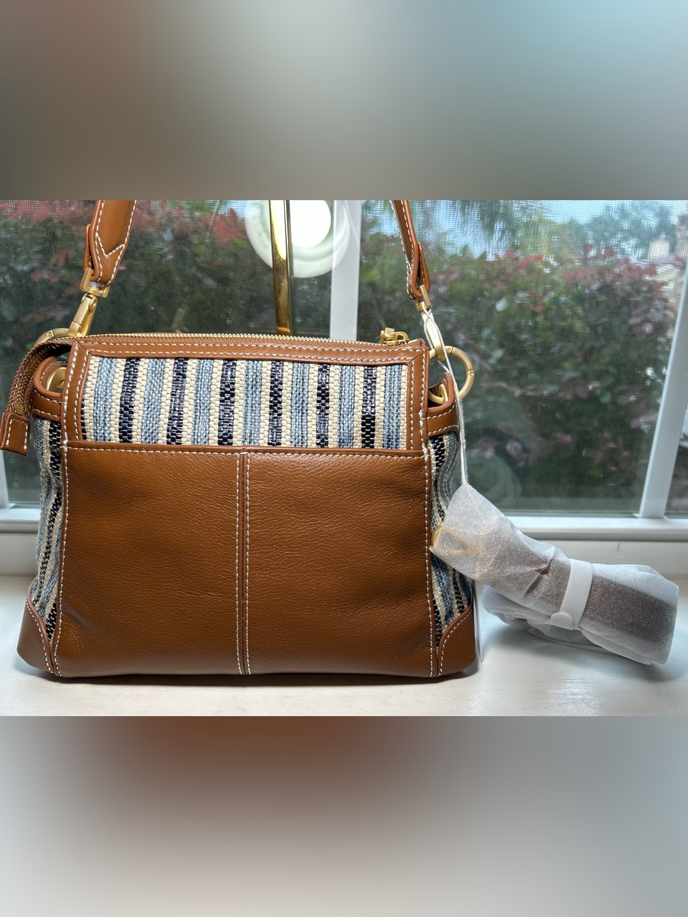 NWT🌷Hammitt Bryant Medium Jute Studded Shoulder Bag in Cabana Blue/Brushed Gold - Picture 8 of 12